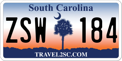 SC license plate ZSW184
