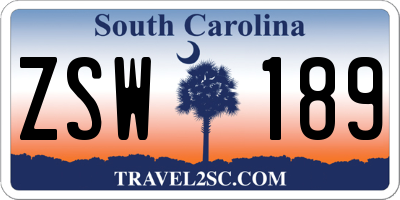 SC license plate ZSW189