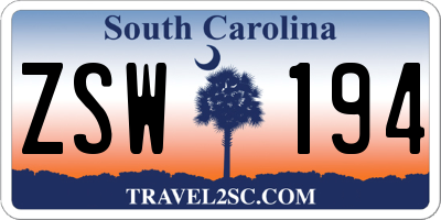 SC license plate ZSW194