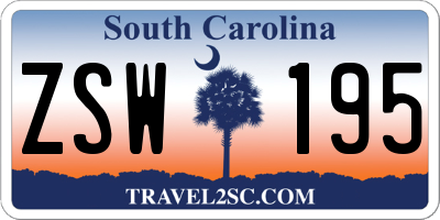 SC license plate ZSW195
