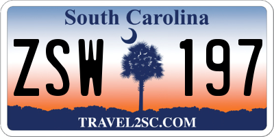 SC license plate ZSW197