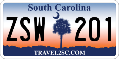 SC license plate ZSW201
