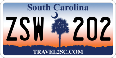 SC license plate ZSW202