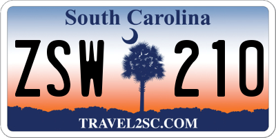 SC license plate ZSW210