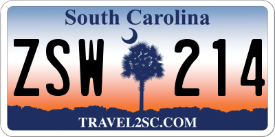 SC license plate ZSW214