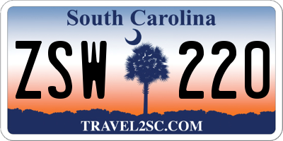 SC license plate ZSW220