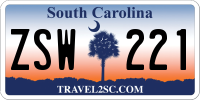 SC license plate ZSW221