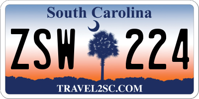 SC license plate ZSW224