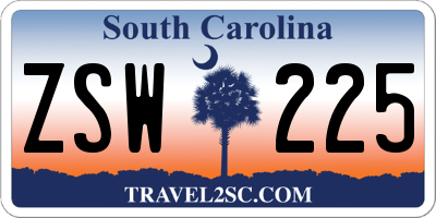 SC license plate ZSW225