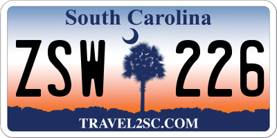SC license plate ZSW226