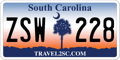 SC license plate ZSW228