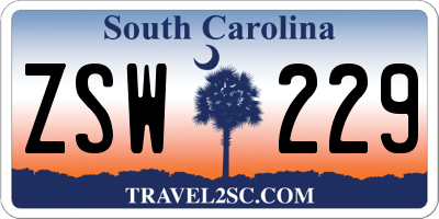 SC license plate ZSW229