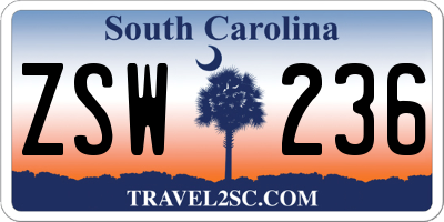 SC license plate ZSW236