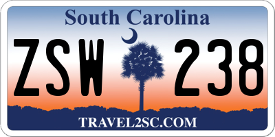 SC license plate ZSW238
