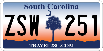 SC license plate ZSW251