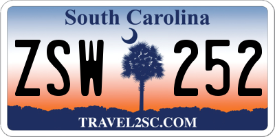 SC license plate ZSW252