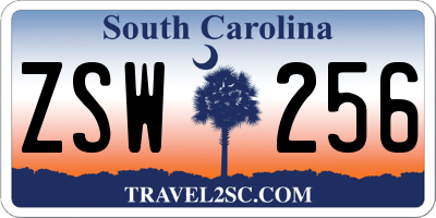 SC license plate ZSW256