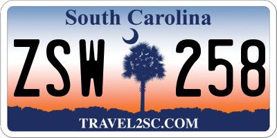 SC license plate ZSW258