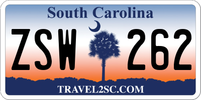 SC license plate ZSW262