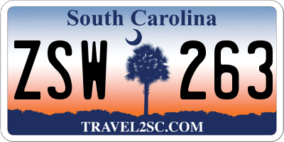 SC license plate ZSW263