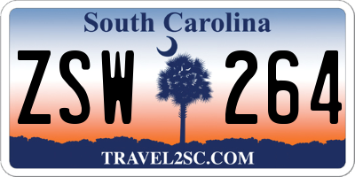 SC license plate ZSW264