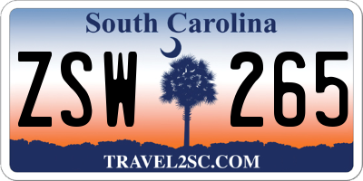SC license plate ZSW265