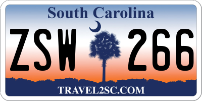 SC license plate ZSW266