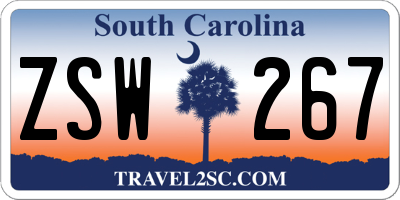 SC license plate ZSW267