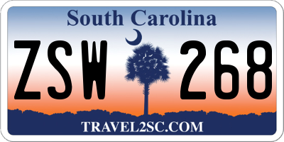 SC license plate ZSW268