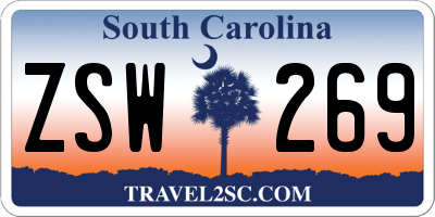 SC license plate ZSW269