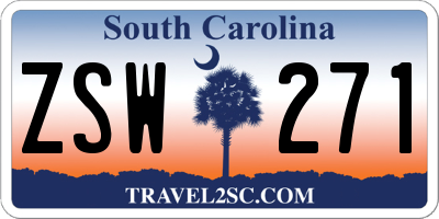 SC license plate ZSW271