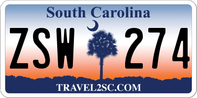 SC license plate ZSW274
