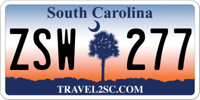 SC license plate ZSW277