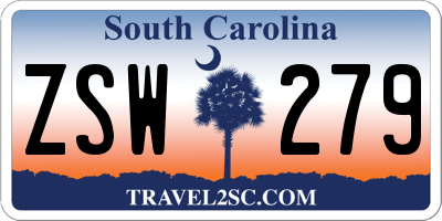 SC license plate ZSW279