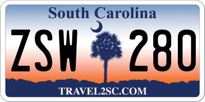SC license plate ZSW280
