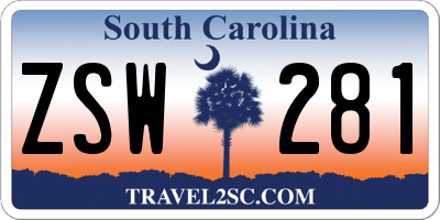 SC license plate ZSW281