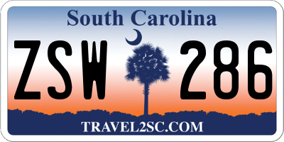 SC license plate ZSW286