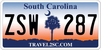 SC license plate ZSW287