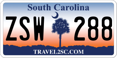 SC license plate ZSW288