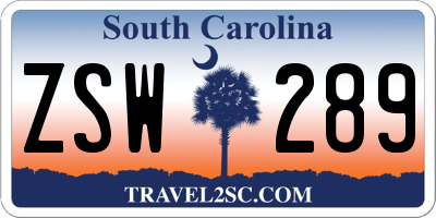 SC license plate ZSW289