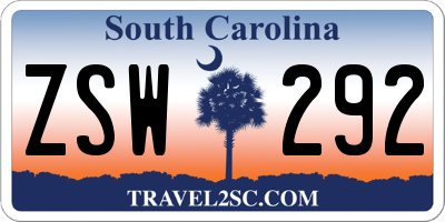SC license plate ZSW292