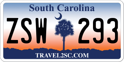 SC license plate ZSW293