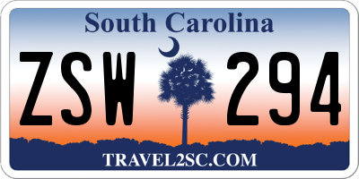 SC license plate ZSW294