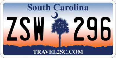 SC license plate ZSW296