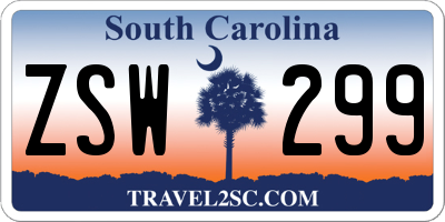 SC license plate ZSW299
