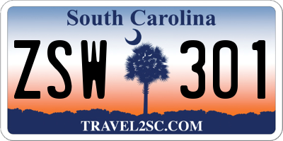 SC license plate ZSW301