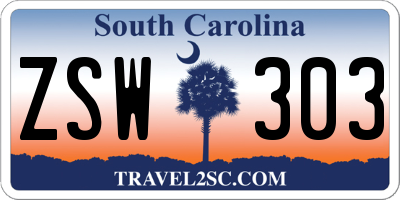 SC license plate ZSW303