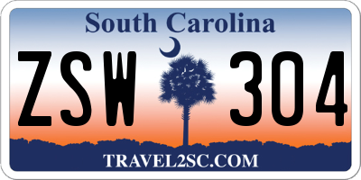 SC license plate ZSW304