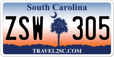 SC license plate ZSW305