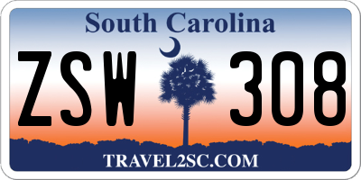 SC license plate ZSW308